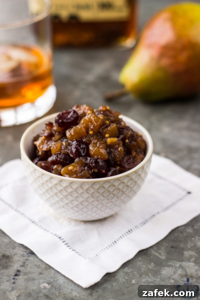 Gourmet Pear Cranberry Bourbon Chutney 1 featured 12238