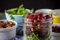Gourmet Turkey Salad Jar with Cranberry, Grape, and Pecan Medley