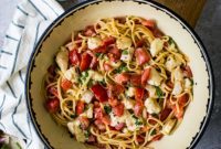 Melted Brie Linguine with Garden Tomatoes and Fragrant Basil