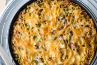 Hearty Pancetta, Mushroom & Pea Spaghetti Pie