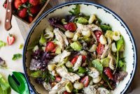 Vibrant Strawberry Avocado Chicken Pasta Salad with Creamy Poppy Seed Dressing