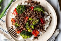 Sweet and Spicy Korean Beef with Crispy Broccoli and Peppers
