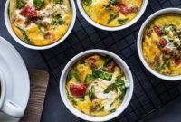 Sausage Tomato Spinach and Mozzarella Baked Egg Bites