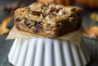 Festive Brown Butter Blondies with Cranberry, White Chocolate & Pecan