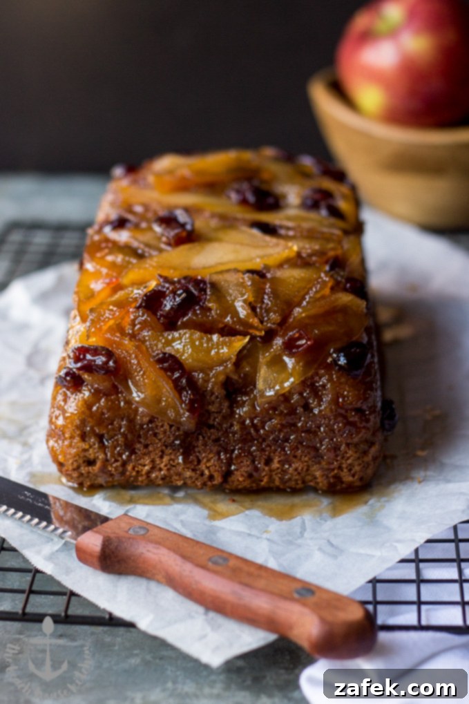 Sticky Caramel Apple Cranberry Upside-Down Loaf 1 featured 5574