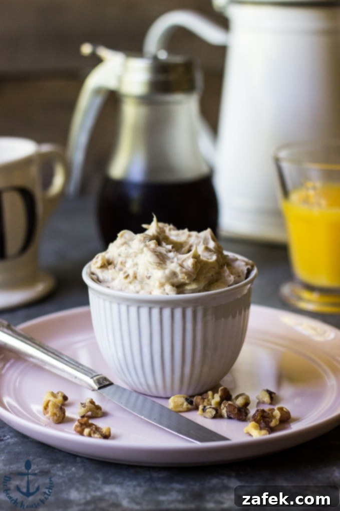Walnut Cinnamon Cream Cheese Stuffed French Toast stacked on a plate