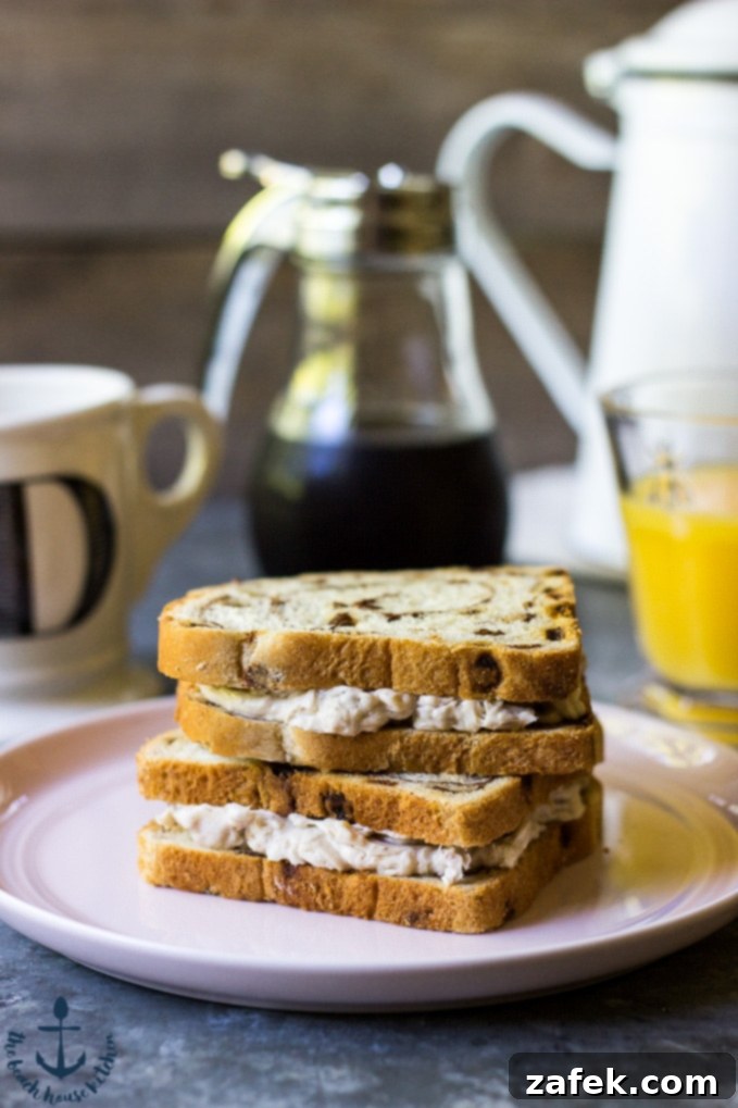 Close-up of golden-brown Walnut Cinnamon Cream Cheese Stuffed French Toast