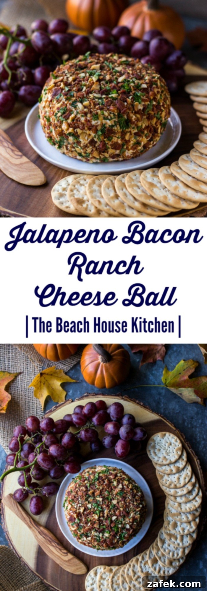 Jalapeno Bacon Ranch Cheese Ball - Full size pin image for social sharing.