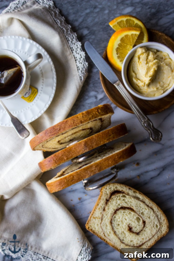 Cinnamon Swirl Bread with Orange Maple Butter - A delightful winter breakfast treat