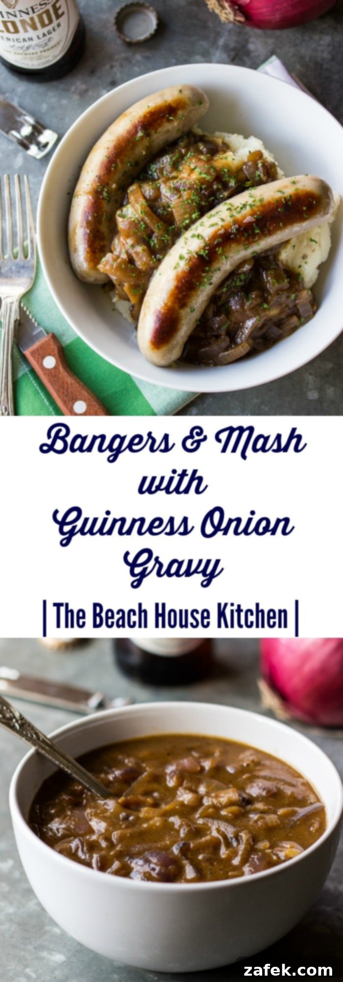 Guinness Onion Gravy Elevates Bangers and Mash 6 Another enticing image of Bangers & Mash with gravy