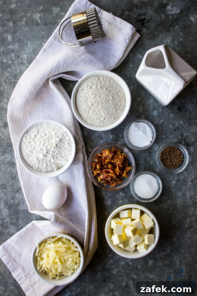 Close-up of fluffy Rye Scones with Bacon and Jarlsberg, ready to be served