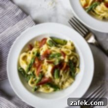 Crispy Prosciutto and Tender Asparagus Fettuccine Alfredo 7 Fettucine Alfredo with Asparagus & Crispy Prosciutto