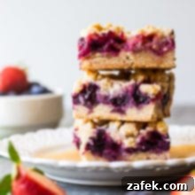 Summer Berry Streusel Bars 7 Berry Crumb Bars, a delightful summer dessert