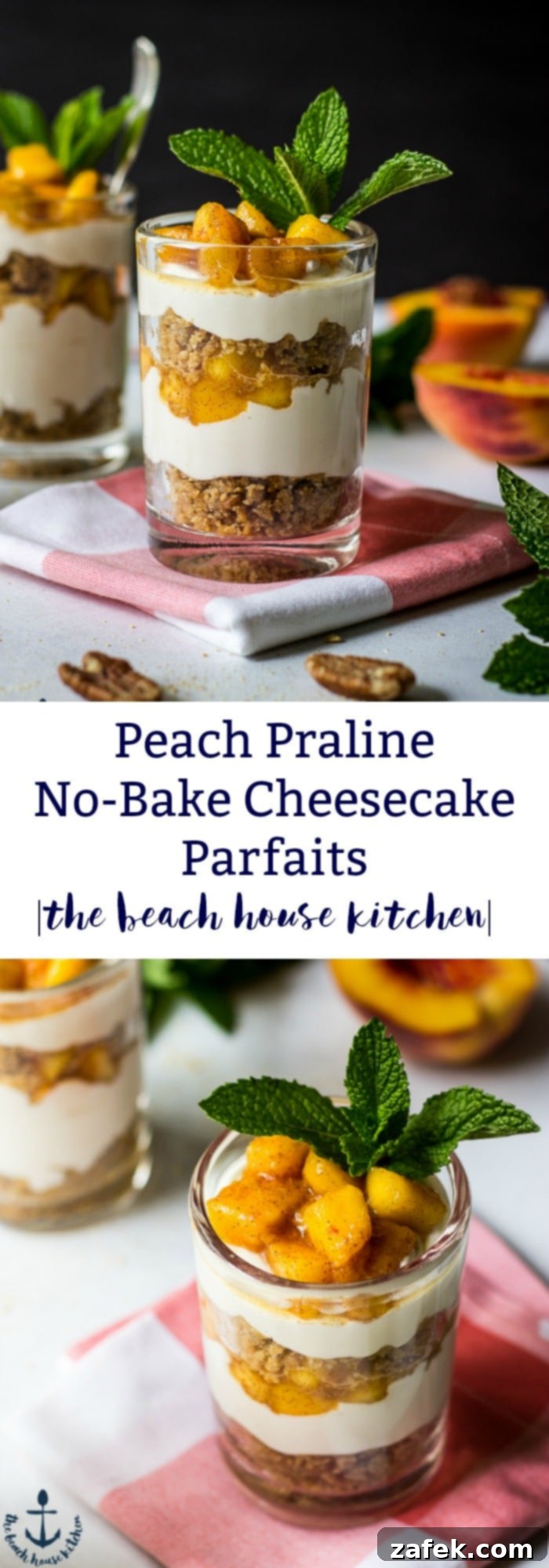 Sweet Peach and Crunchy Praline Cheesecake Parfaits 7 Peach Praline No-Bake Cheesecake Parfaits