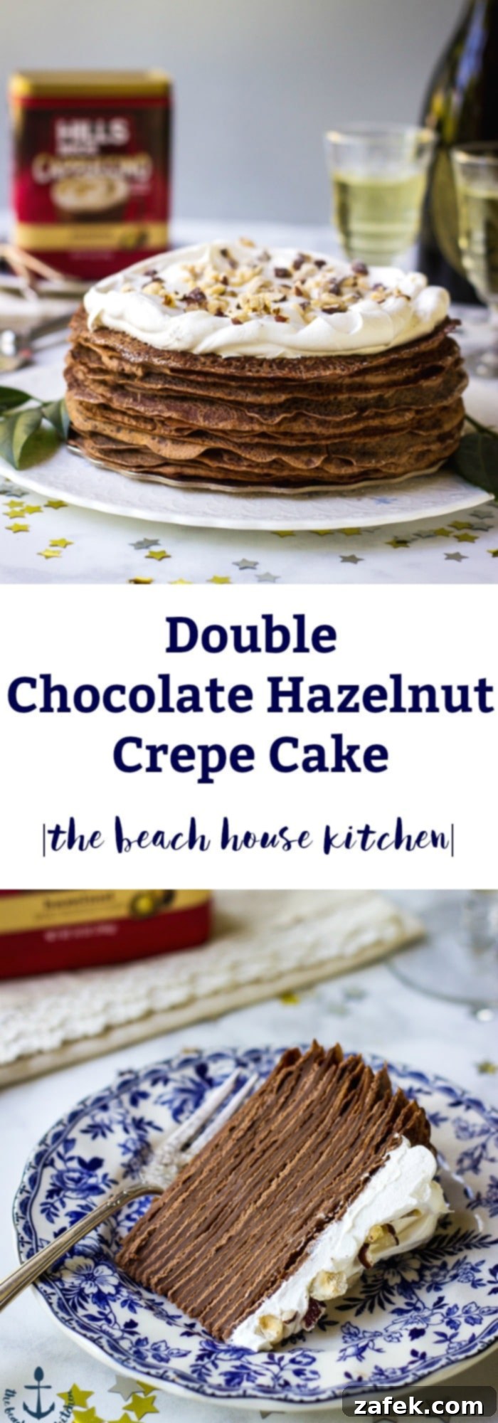 Decadent Chocolate Hazelnut Crepe Tower 3 Chocolate Hazelnut Crepe Cake