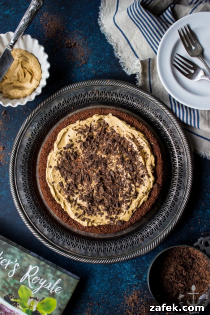 Speculoos-Brownie-Cake Gümüş bir tepsi üzerinde gümüş bir pasta bıçağıyla servis edilen Speculoos Brownie Pastası.