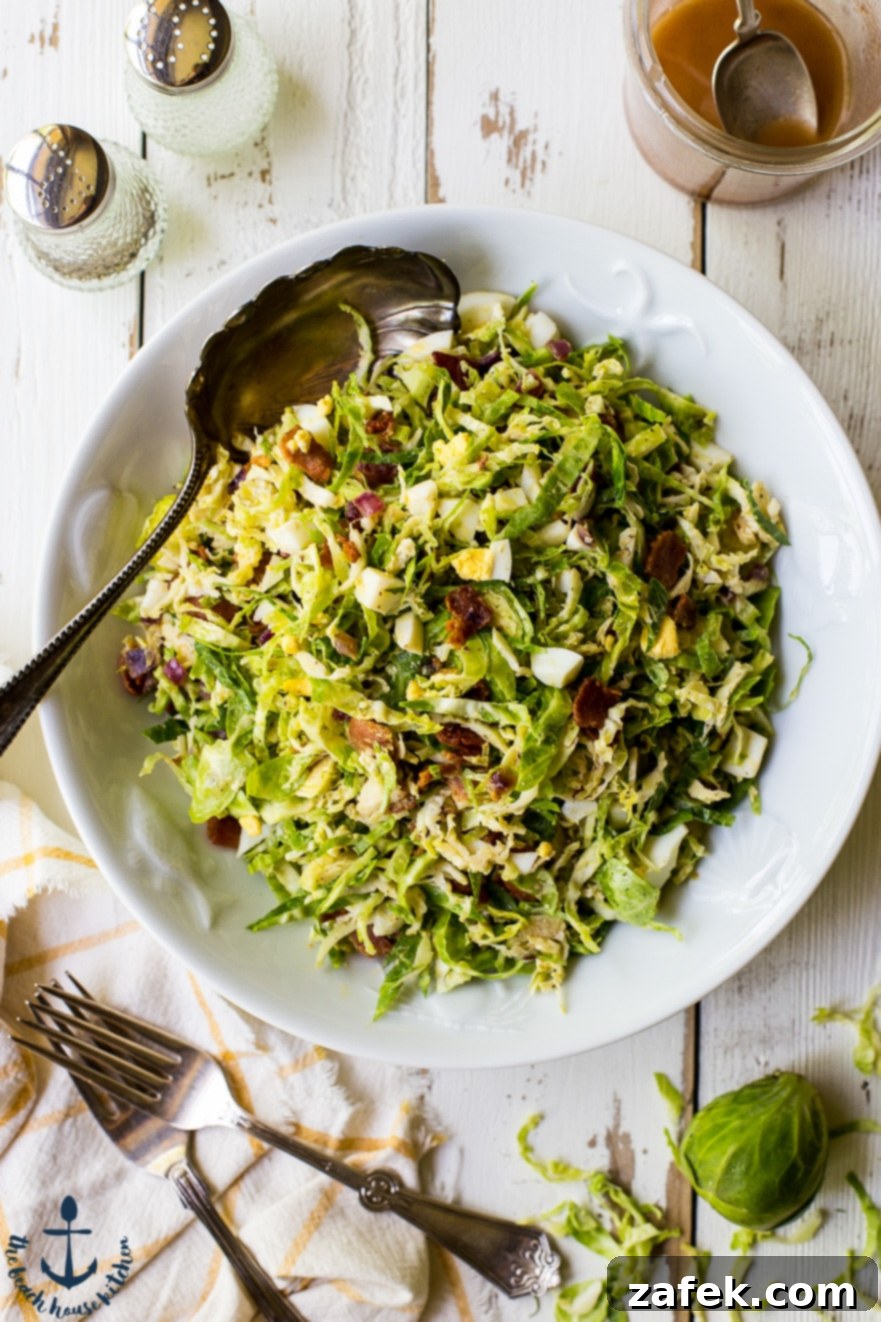 Shaved Brussels Sprouts Salad with Warm Bacon Dressing Shaved Brussels Sprouts Salad with Warm Bacon Dressing – a vibrant, healthy summer side dish perfect for BBQs and picnics.