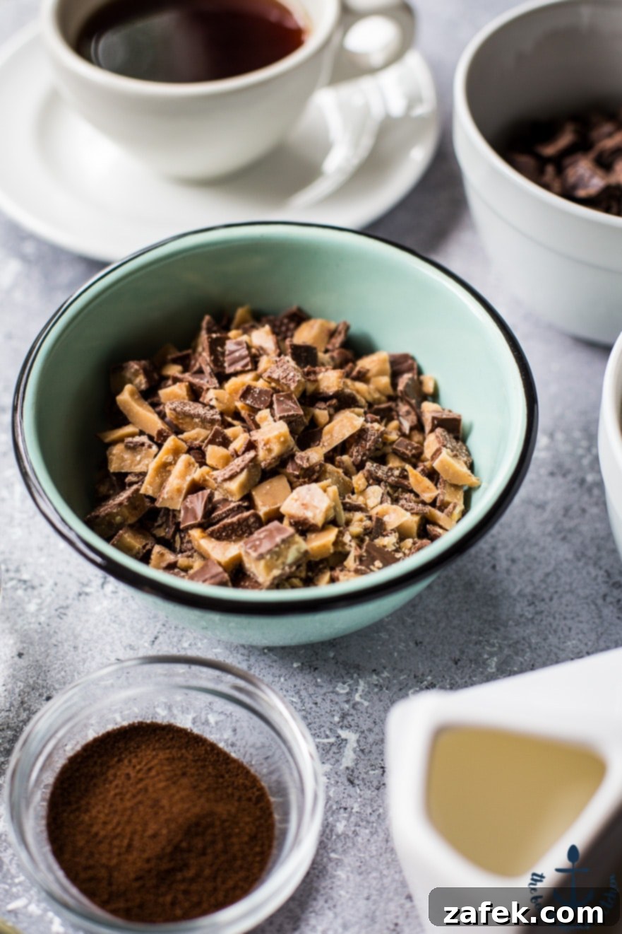 Mocha Toffee Fudge Close-up of Mocha Toffee Fudge with visible toffee bits and rich texture