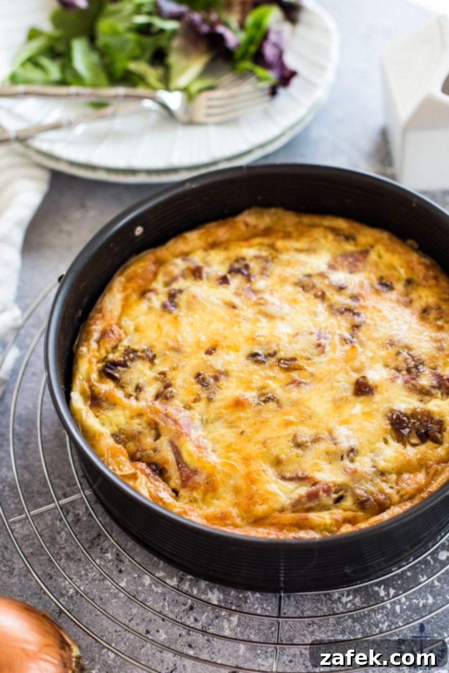Caramelized Onion and Prosciutto Quiche with Phyllo Crust