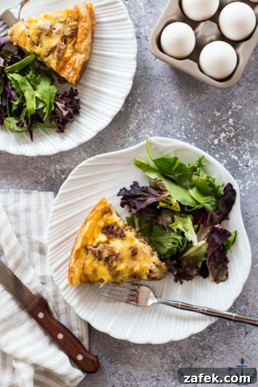 Caramelized Onion and Prosciutto Quiche with Phyllo Crust