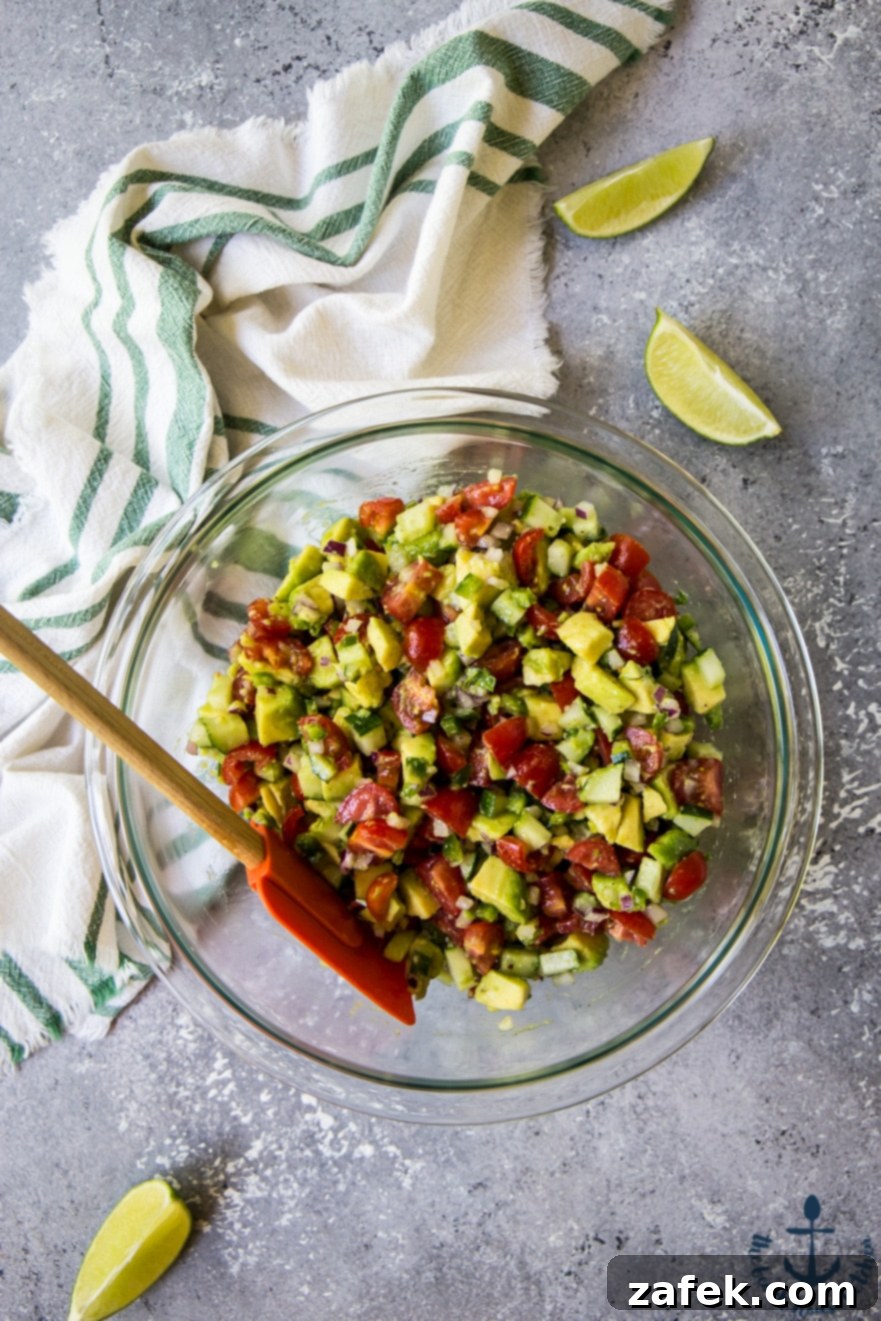 Avocado and Tomato Salsa Close-up of Avocado and Tomato Salsa, showcasing fresh ingredients