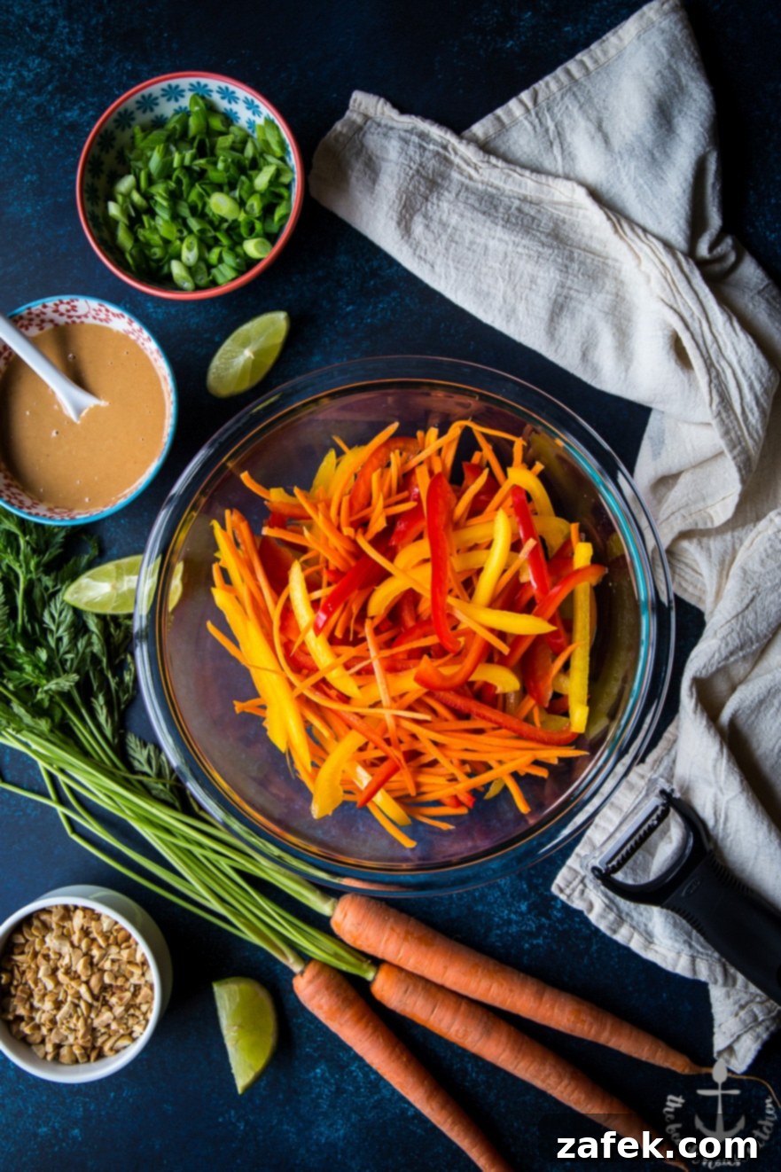 Chicken Noodle Stir-Fry with Spicy Thai Peanut Sauce - Ingredients Spread