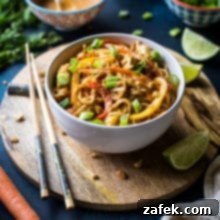 Chicken Noodle Stir Fry with Spicy Thai Peanut Sauce