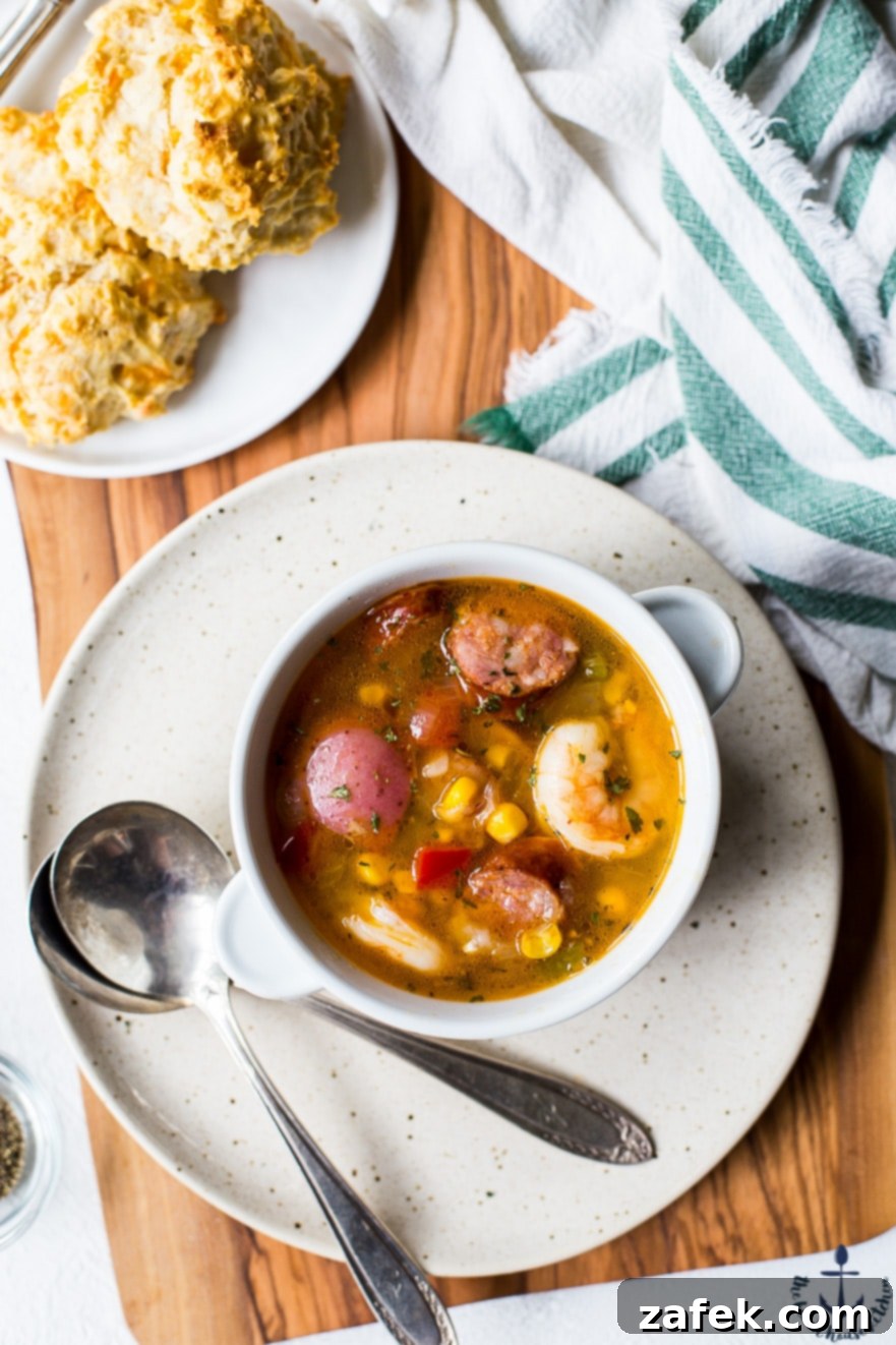 Bowl of Low Country Boil Soup ready to be enjoyed
