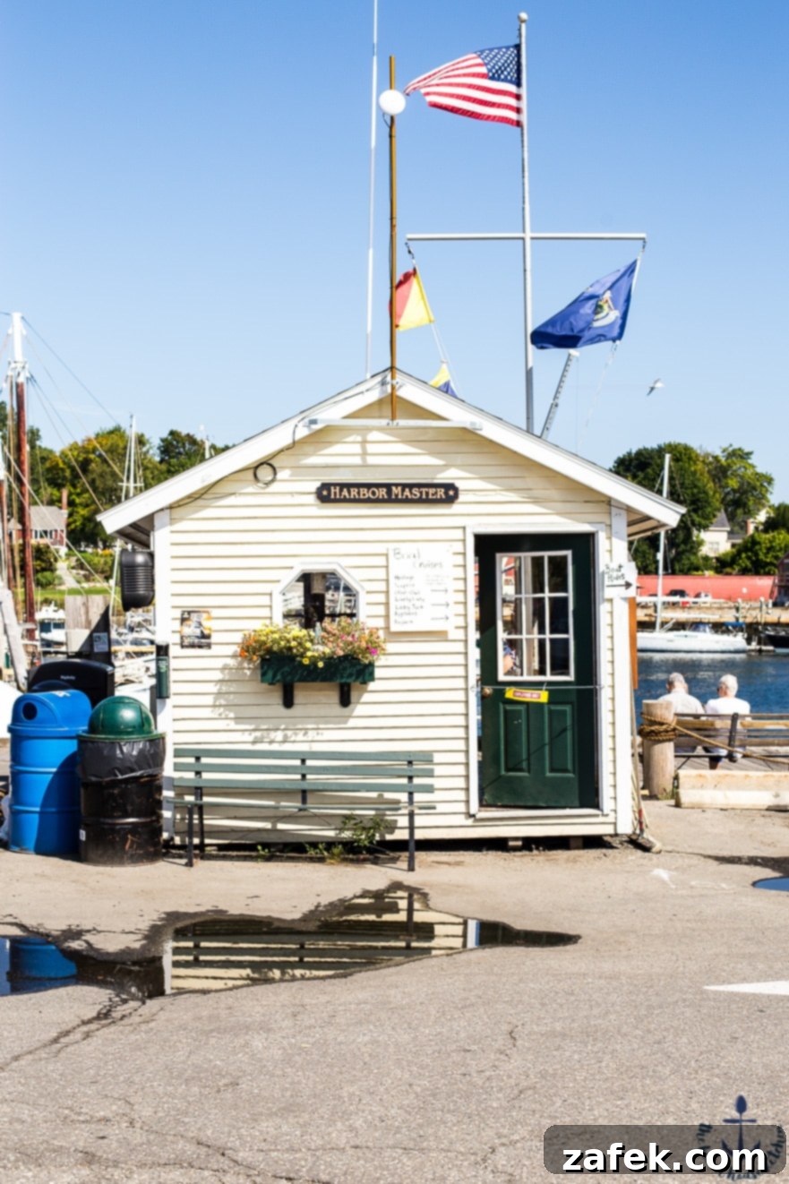 Picturesque harbor in Camden, Maine, with boats docked