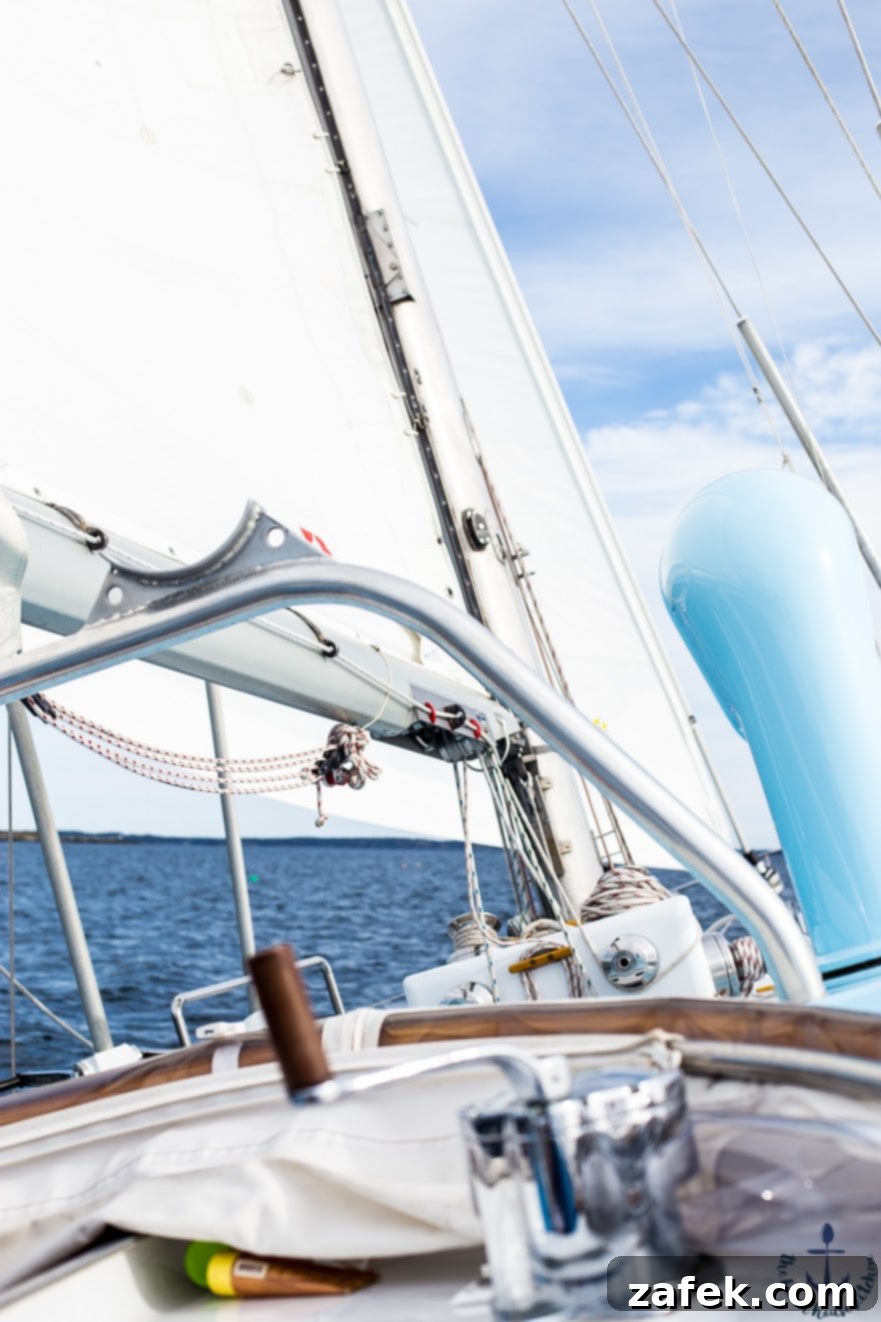 Sunset view over the Maine coastline from an Airstream camper