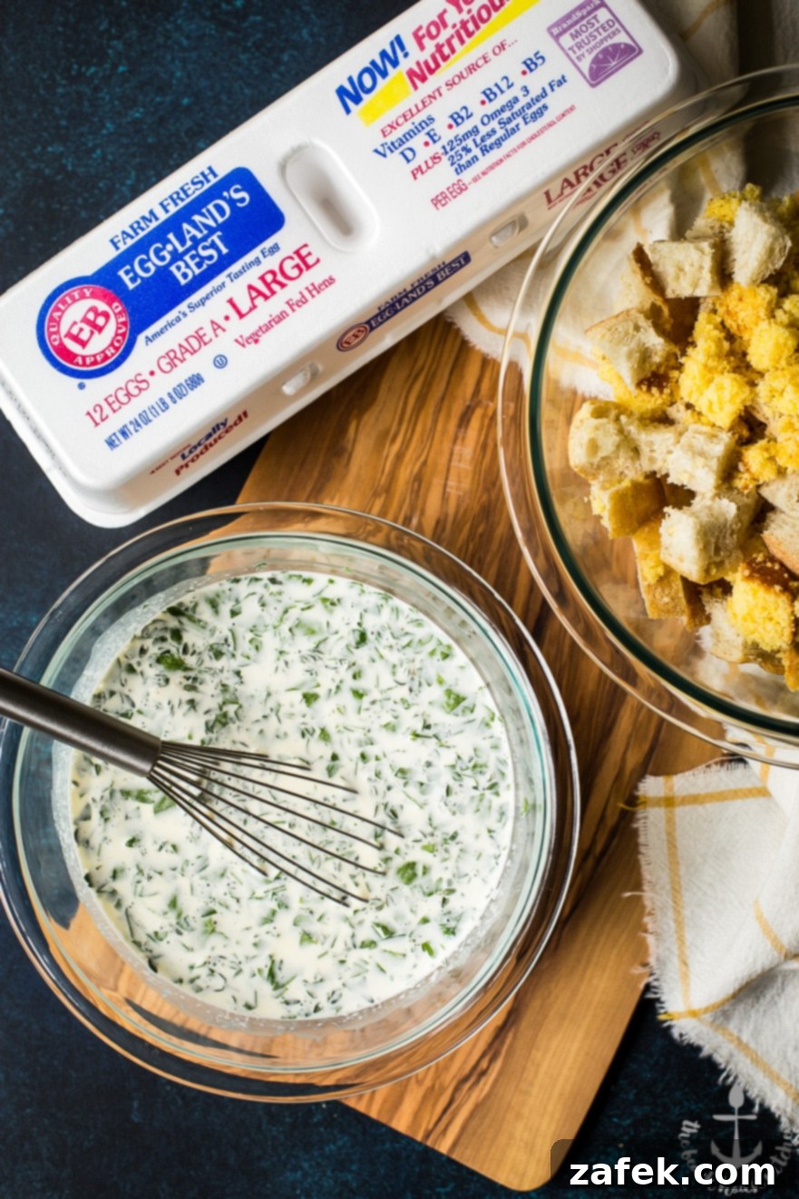 Ingredients for Cornbread and Sourdough Stuffing with Sausage, Red Onion and Fresh Herbs