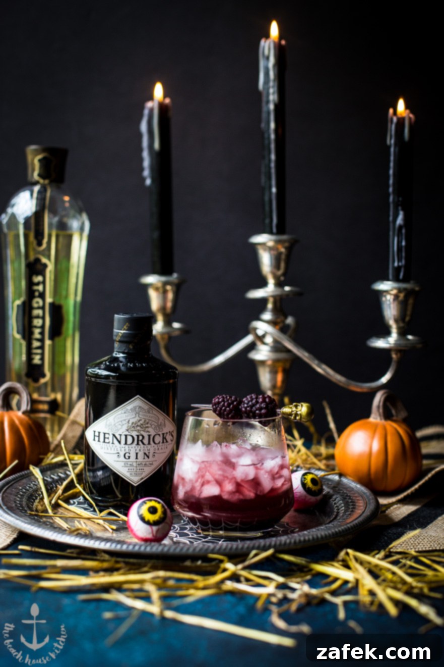 Black Widow Cocktail - A Spooky Halloween Drink with Blackberries