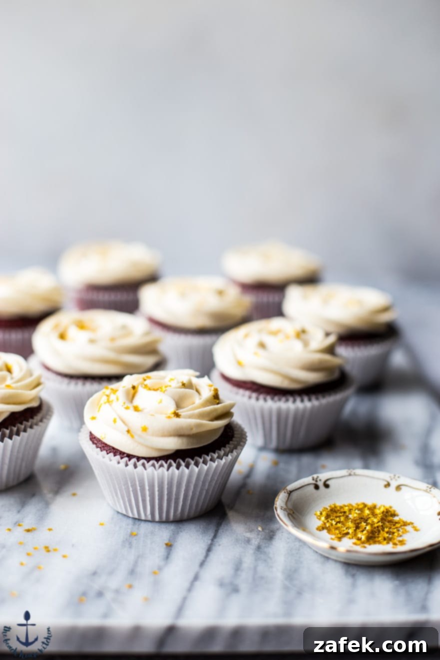 Perfectly Baked Red Velvet Cupcakes A close-up shot of baked Red Velvet Cupcakes, showcasing their vibrant red color