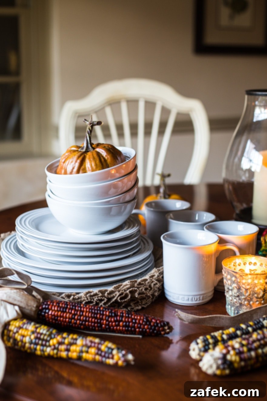 Holiday table setting with Roasted Butternut Squash Soup