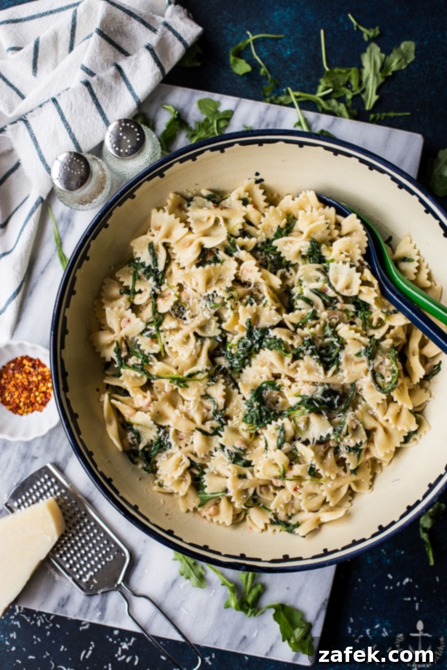 Pasta with White Beans and Arugula - A delicious and healthy weeknight meal option