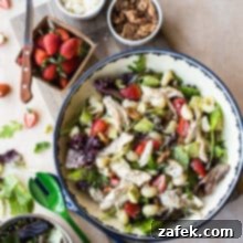 Chicken Strawberry Avocado Pasta Salad with Creamy Poppyseed Dressing
