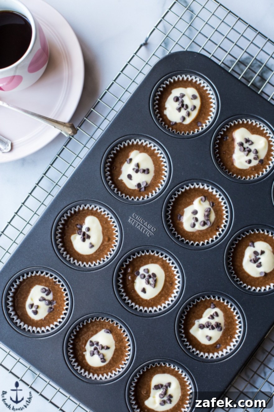 Gourmet Black Bottom Cupcakes Multiple Black Bottom Cupcakes artfully arranged, highlighting their two-layer structure.