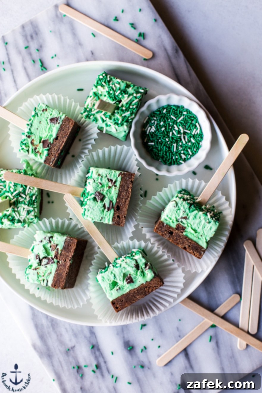 No Churn Mint Chocolate Chip Brownie Popsicles Delicious No Churn Mint Chocolate Chip Brownie Popsicles