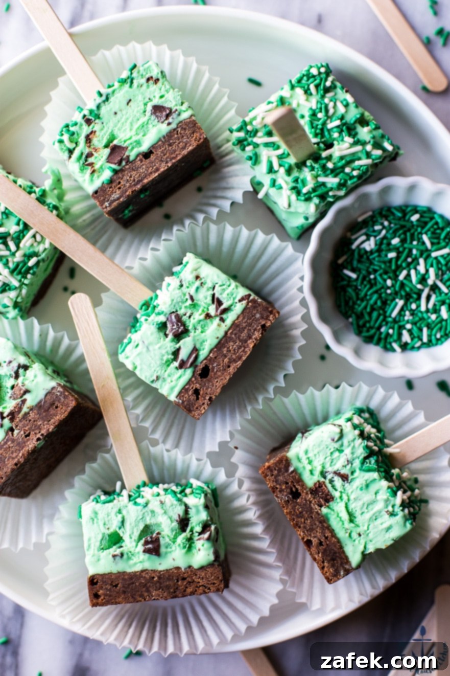 No Churn Mint Chocolate Chip Brownie Popsicles Ingredients for No Churn Mint Chocolate Chip Brownie Popsicles