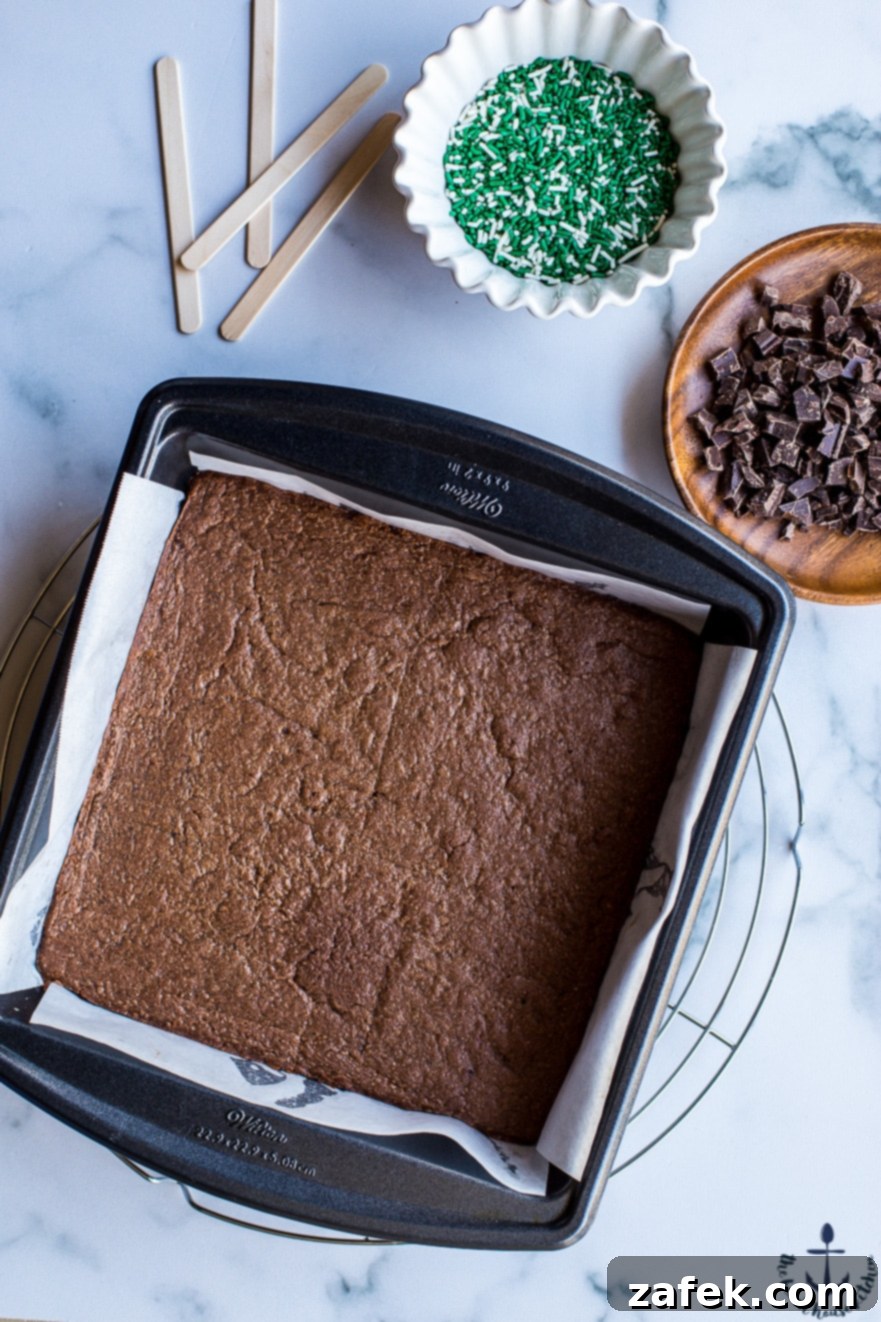 No Churn Mint Chocolate Chip Brownie Popsicles Finished tray of No Churn Mint Chocolate Chip Brownie Popsicles with sprinkles