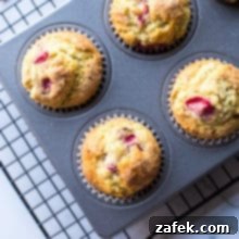 Sunshine Strawberry Lemon Muffins 8 Overhead photo of strawberry lemon muffins in muffin pan