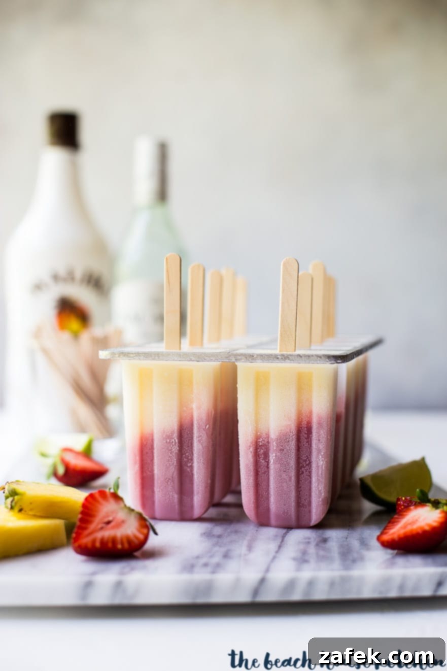 Miami Vice Boozy Popsicles in ice pop mold