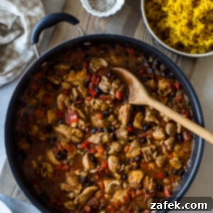 Cuban Spiced Chicken and Rice served in a bowl