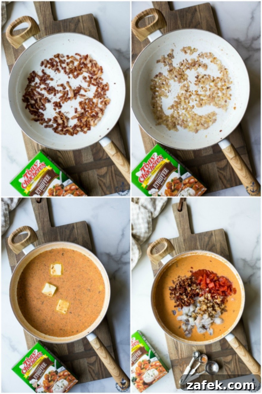 Louisiana Etouffee Shrimp Puffs 7 Collage of 4 photos for shrimp etouffee