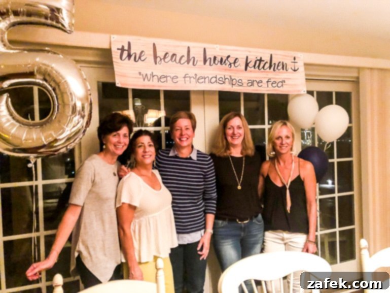 Armenian Honey Cake 6 Mary Ann from The Beach House Kitchen happily posing with four of her close friends, celebrating the blog's anniversary at the beach