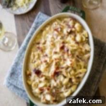 Creamy Cordon Bleu Chicken Pasta Bake 9 A small circular image of the finished Chicken Cordon Bleu Pasta Bake, serving as a visual for the recipe card.