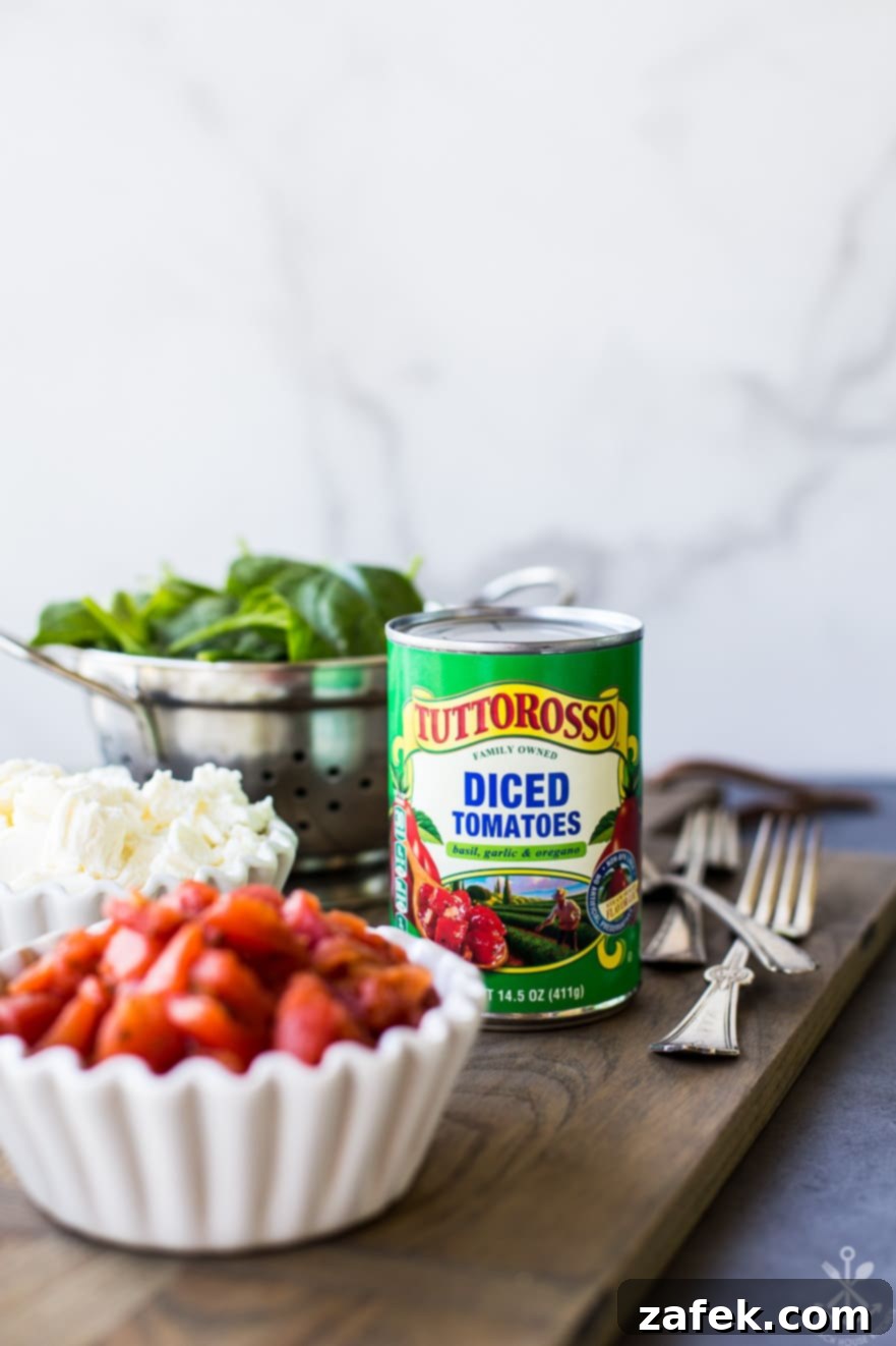 Image showcasing a can of Tuttorosso Petite Diced Tomatoes with Basil, Garlic and Oregano alongside a white bowl overflowing with the vibrant diced tomatoes, emphasizing freshness and premium quality