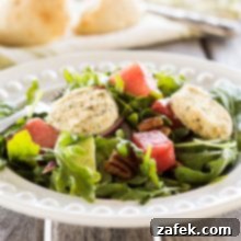 Watermelon Salad with Arugula & Baked Goat Cheese