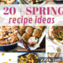 Vibrant Spring Table 10 Our Favorite Spring Recipes long Pinterest pin featuring a beautiful array of spring dishes.