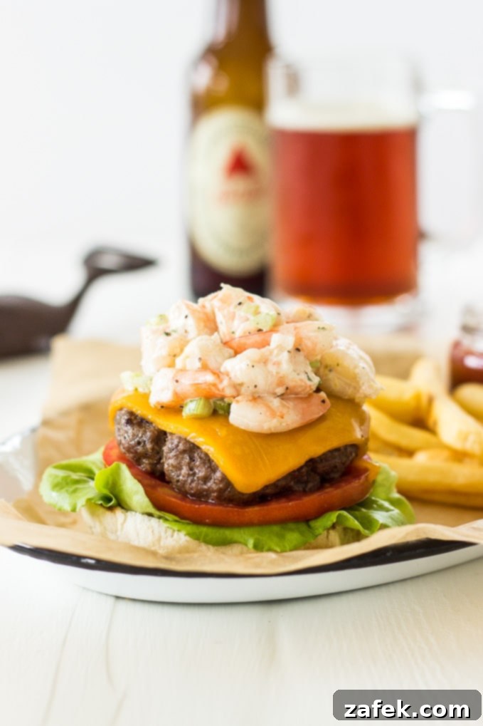 Close-up of the Signature Beach House Burger ingredients
